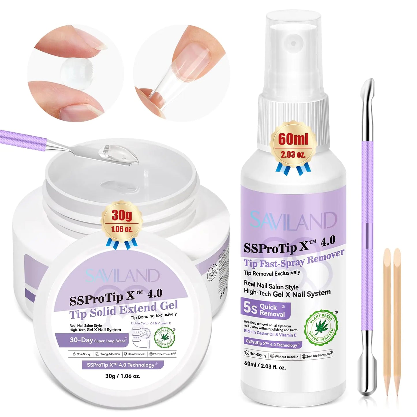 SAVILAND Solid Nail Glue Gel & Remover Kit