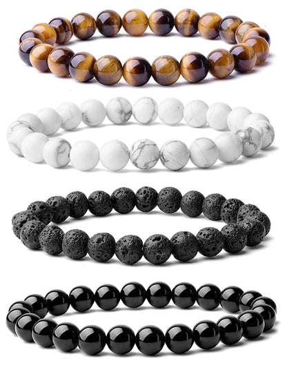 Tiger Eye and Lava Stone Couple Bracelet Sets