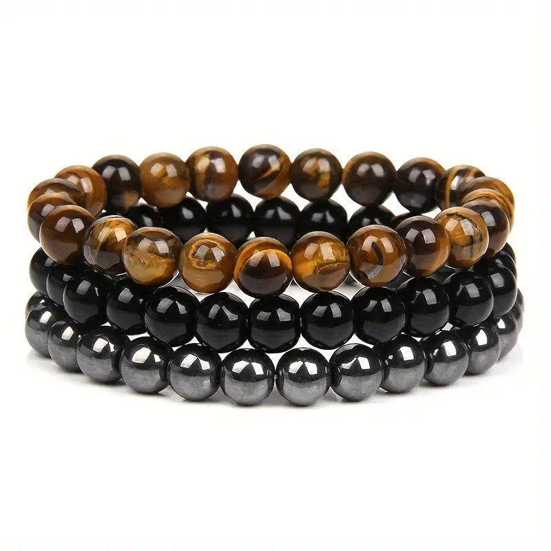 Tiger Eye and Lava Stone Couple Bracelet Sets