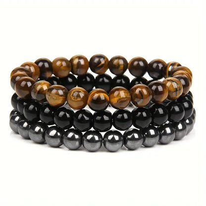 Tiger Eye and Lava Stone Couple Bracelet Sets