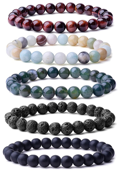 Tiger Eye and Lava Stone Couple Bracelet Sets