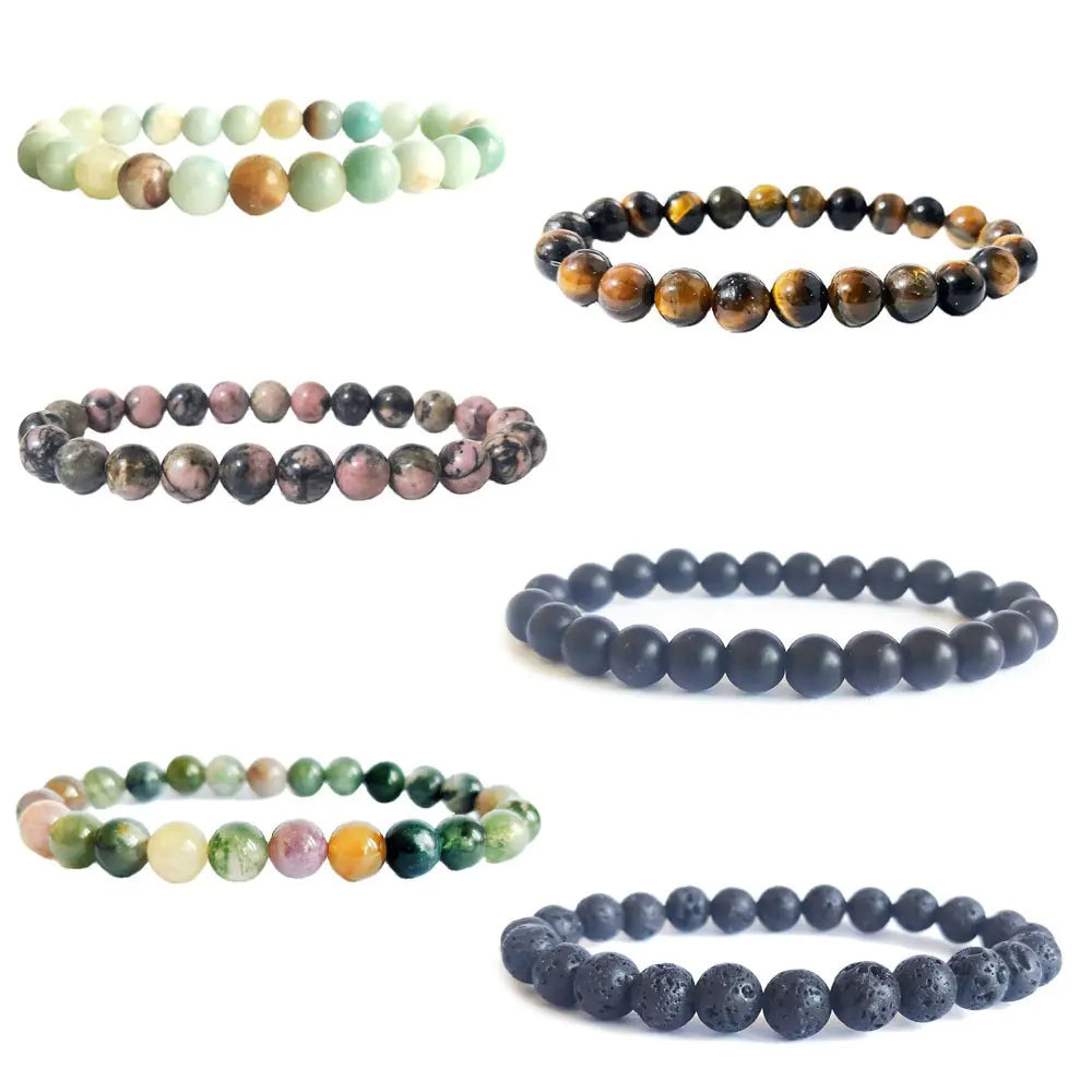 Tiger Eye and Lava Stone Couple Bracelet Sets