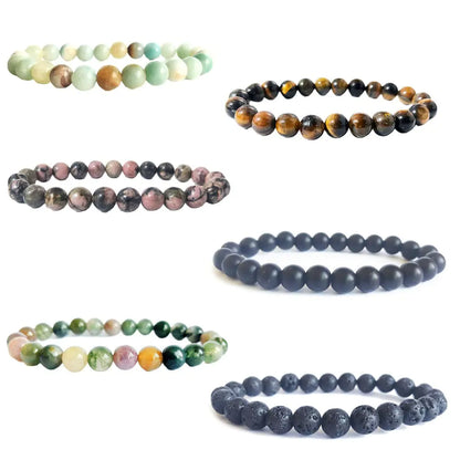 Tiger Eye and Lava Stone Couple Bracelet Sets