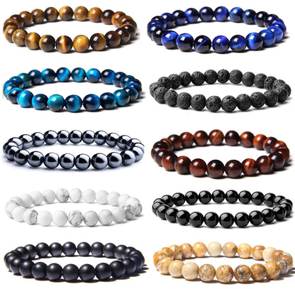 Tiger Eye and Lava Stone Couple Bracelet Sets