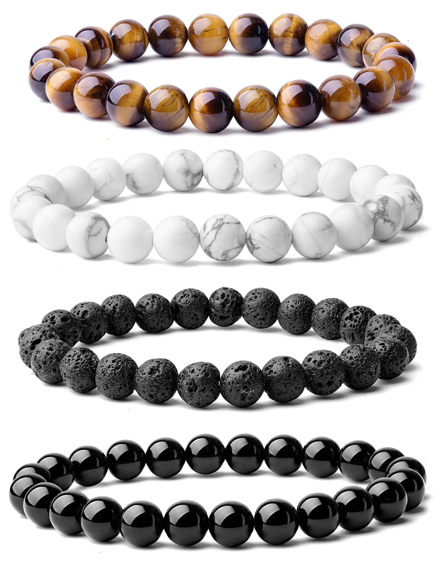 Tiger Eye and Lava Stone Couple Bracelet Sets